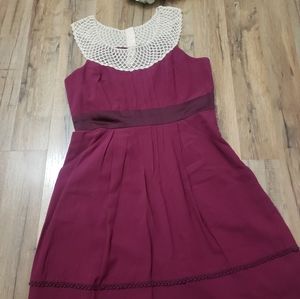 Floreat burgandy dress Lace Collar sz 6